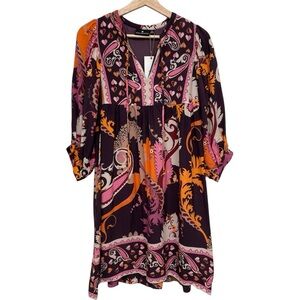 NEW Emily Lovelock Melinda Multicolor Midi Dress - Size XS